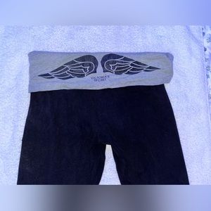 Black Victorious Secret leggings with folded waistband.